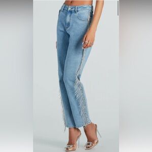 Rhinestone Fringe Jeans